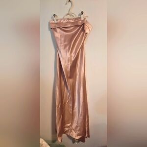 Pink backless satin dress